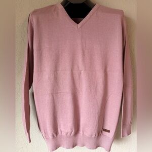Blush-Pink 100% cotton V-Neck Sweater